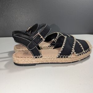 Time and Tru Black Espadrille Sandals